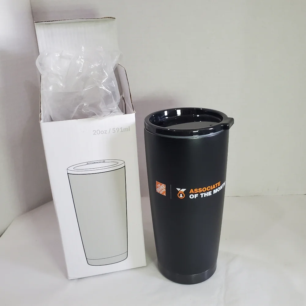 Home Depot 20 OZ Orange Logo on Black Tumbler ASSOCIATE of the MONTH